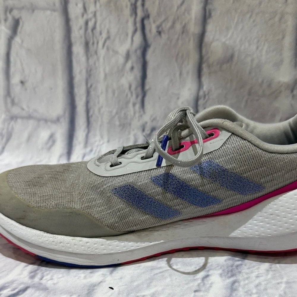 Adidas Kids Gray and Pink Sneakers